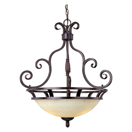 Maxim Three Light Oil Rubbed Bronze Frosted Ivory Glass Up Pendant 12202FIOI